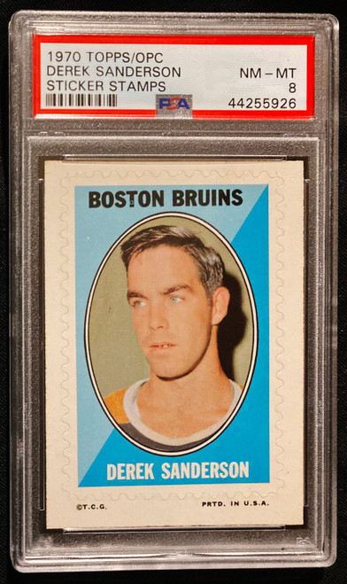 1970 Topps/OPC Sticker Stamps Derek Sanderson PSA 8
