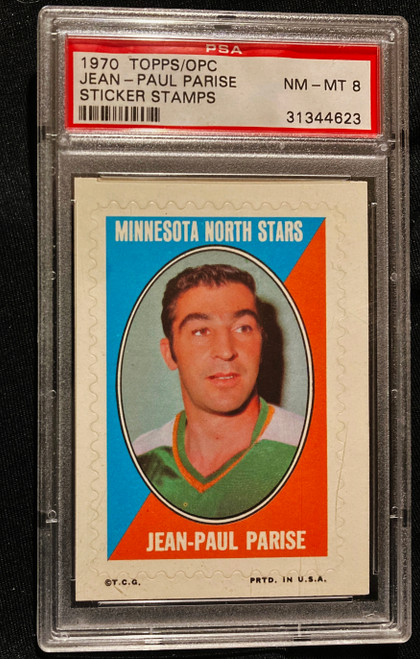 1970 Topps/OPC Sticker Stamps Jean-Paul Parise PSA 8