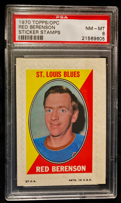 1970 Topps/OPC Sticker Stamps Red Berenson PSA 8