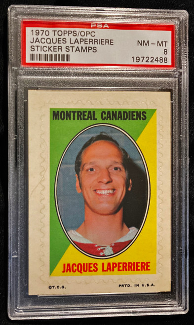 1970 Topps/OPC Sticker Stamps Jacques Laperriere PSA 8