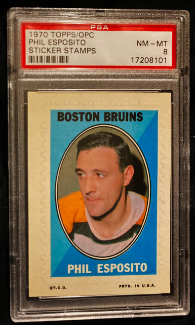 1970 Topps/OPC Sticker Stamps Phil Esposito PSA 8