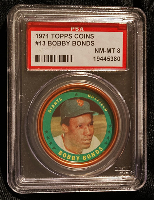 1971 Topps Coins #013 Bobby Bonds PSA 8