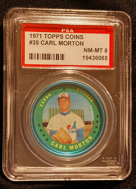 1971 Topps Coins #035 Carl Morton PSA 8