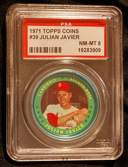 1971 Topps Coins #039 Julian Javier PSA 8