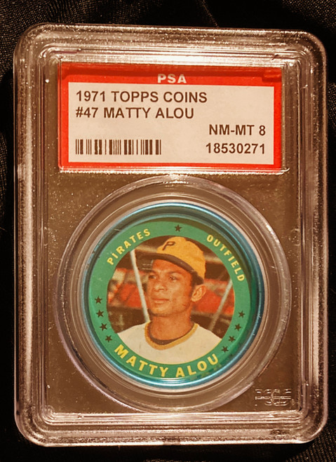 1971 Topps Coins #047 Matty Alou PSA 8