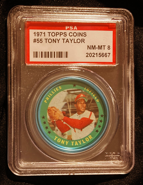 1971 Topps Coins #055 Tony Taylor PSA 8