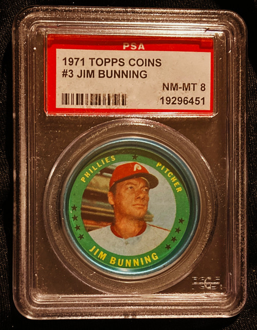 1971 Topps Coins #003 Jim Bunning PSA 8