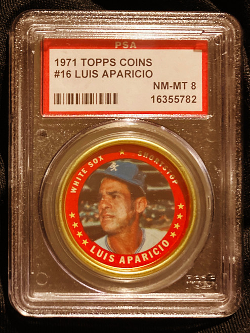 1971 Topps Coins #016 Luis Aparicio PSA 8