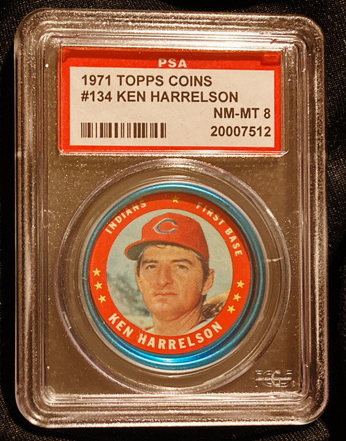 1971 Topps Coins #134 Ken Harrelson PSA 8