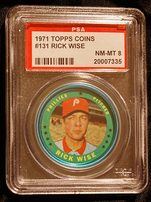 1971 Topps Coins #131 Rick Wise PSA 8