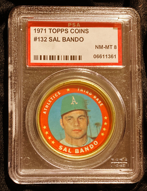 1971 Topps Coins #132 Sal Bando PSA 8