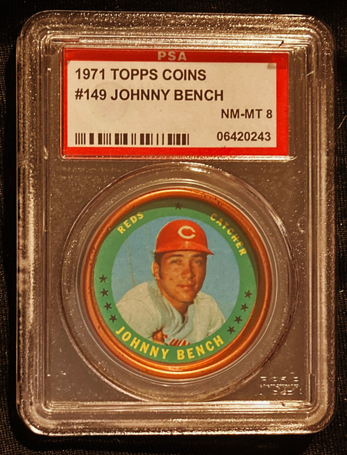 1971 Topps Coins #149 Johnny Bench PSA 8