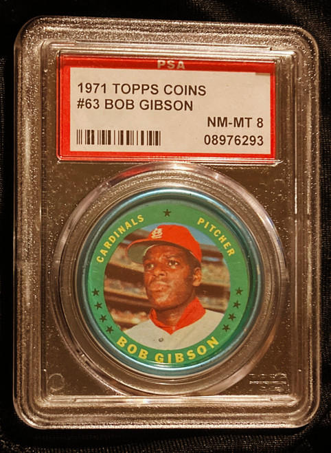 1971 Topps Coins #063 Bob Gibson PSA 8