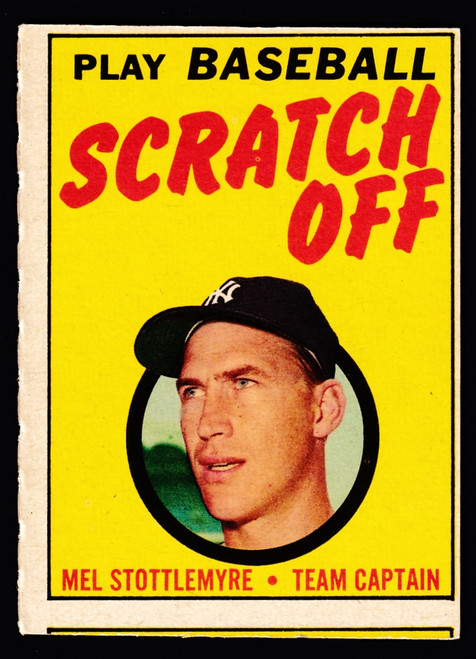 1970 Topps Scratch Offs Mel Stottlemyre Unscratched Miscut
