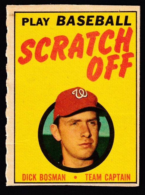 1970 Topps Scratch Offs Dick Bosman Unscratched VG