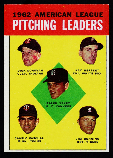 1963 Topps #008 AL Pitching Leaders Bunning EXMT