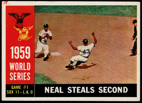 1960 Topps #385 World Series Game #1 Neal Steals Second Poor