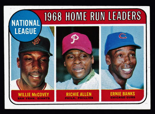 1969 Topps #006 NL Home Run Leaders McCovey Banks  EXMT