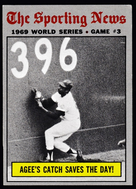 1970 Topps #307 World Series Game #3 Agee's Catch Saves The Day! VGEX