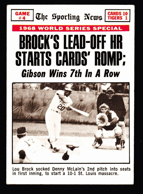 1969 Topps #165 World Series Game #4 Brock's Lead-Off HR Starts Cards' Romp VG