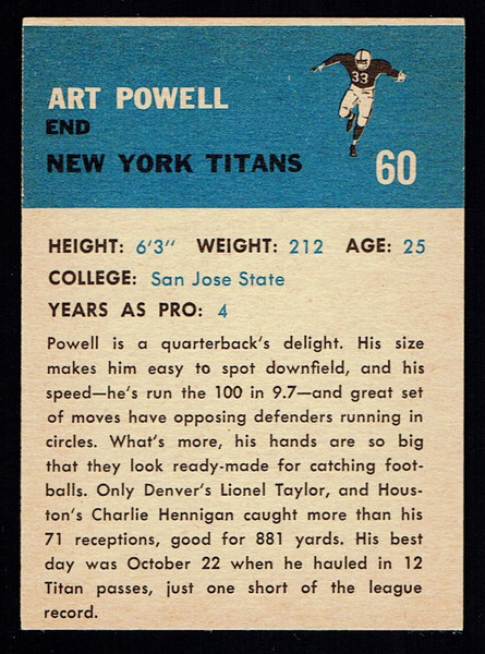 1962 Fleer #60 Art Powell VGEX