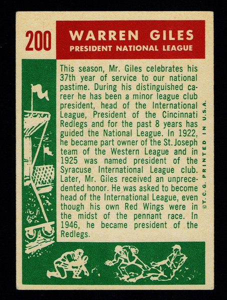 1959 Topps #200 Warren Giles VGEX