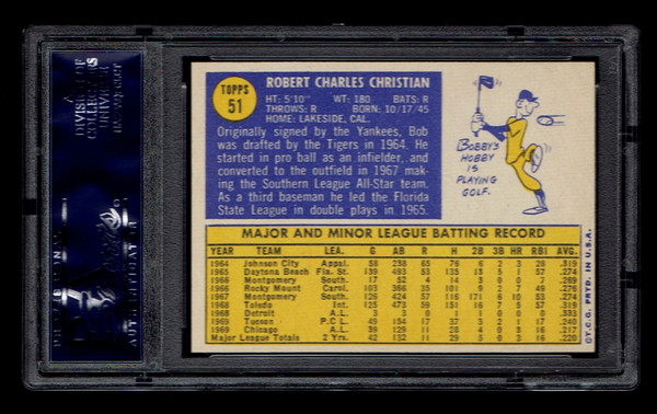 1970 Topps #051 Bob Christian PSA 8