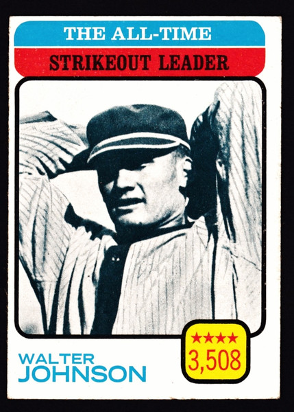 1973 Topps #478 Walter Johnson All Time Strikeout Leader GD+
