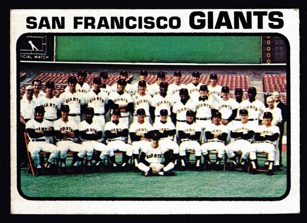 1973 Topps #434 San Francisco Giants Team No Gap in Black Border VG+