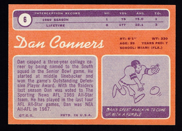 1970 Topps #006 Dan Conners RC EX+