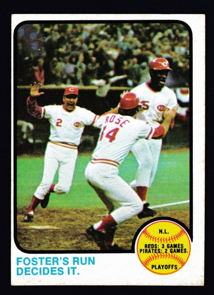 1973 Topps #202 NL Playoffs Foster's Run Decides It EX-