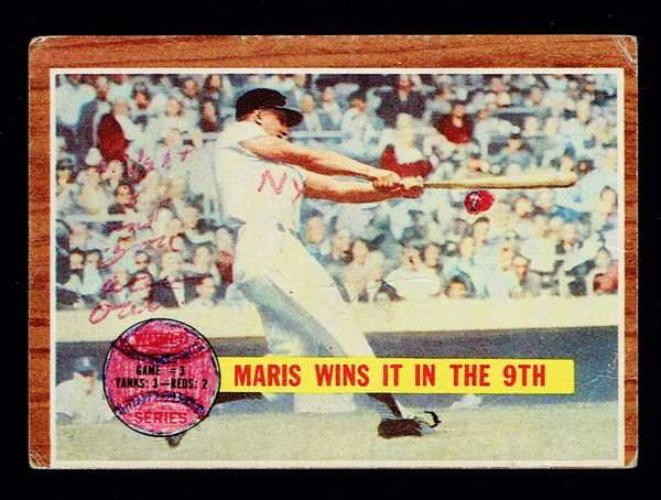 1962 Topps #234 WS Game 3 Maris Wins It Poor