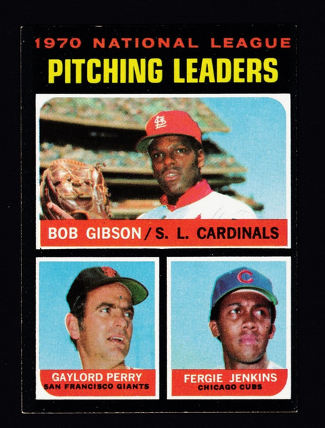 1971 Topps #070 NL Pitching Leaders Gibson Perry Jenkins EX-