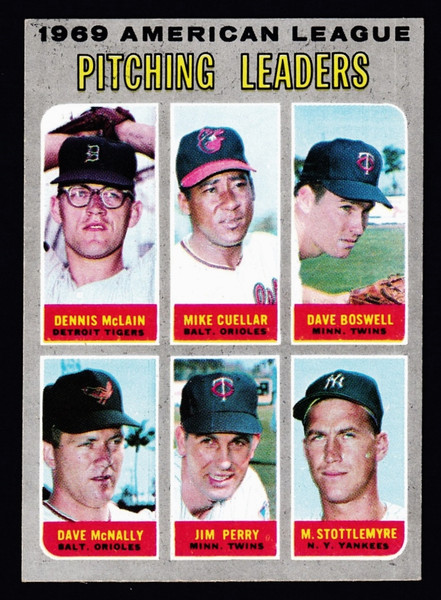 1970 Topps #070 AL Pitching Leaders McLain EX+