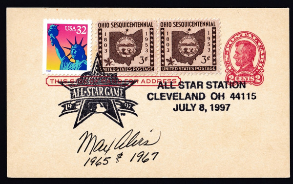 Max Alvis Signed 3" X 5" Index Card
