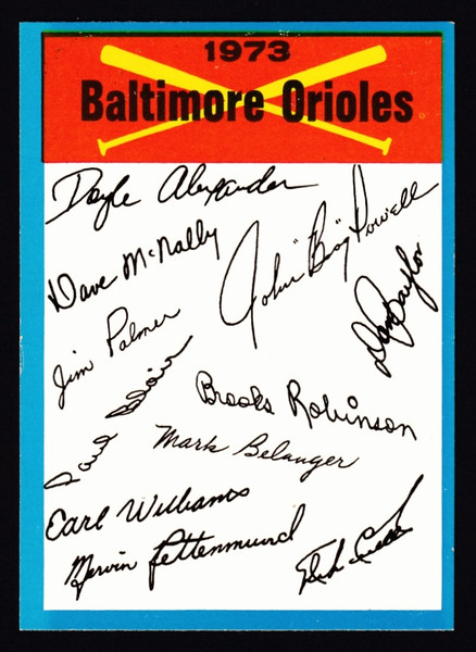 1973 Topps Baltimore Orioles Blue Border Unmarked Checklist 1 Star On Back EX