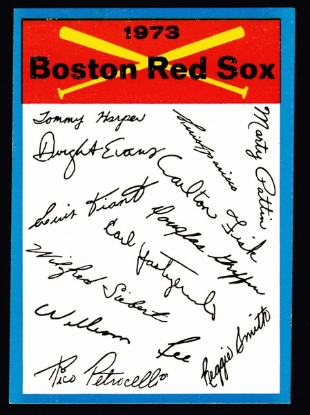 1973 Topps Boston Red Sox Blue Border Unmarked Checklist 1 Star On Back EX+