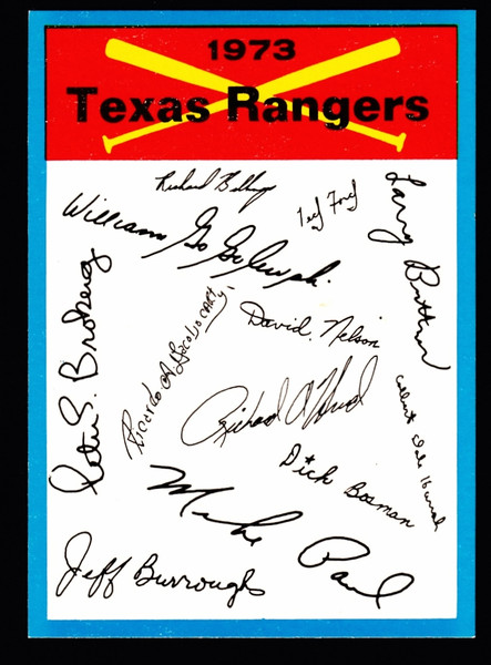 1973 Topps Texas Rangers Blue Border Unmarked Checklist 1 Star On Back NM