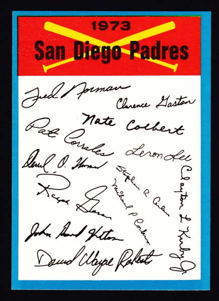 1973 Topps San Diego Padres Blue Border Unmarked Checklist 1 Star On Back EXMT