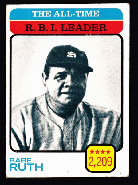 1973 Topps #474 Babe Ruth All Time RBI Leader VG+