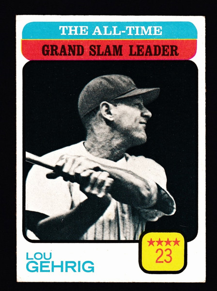 1973 Topps #472 Lou Gehrig All Time Grand Slam Leader VG+