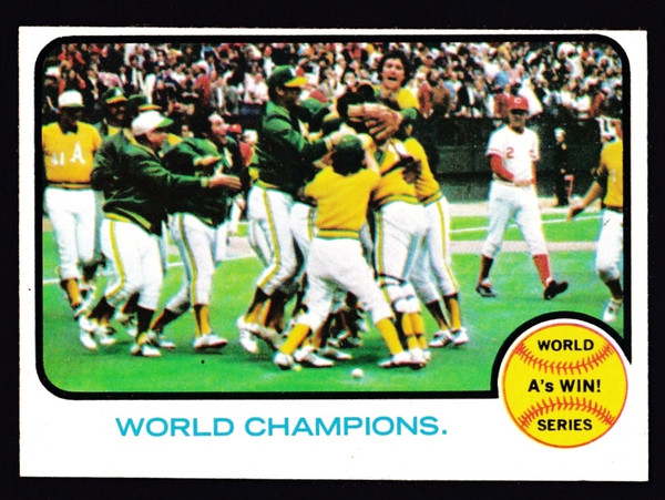 1973 Topps #210 World Series Champions A's Win! EX