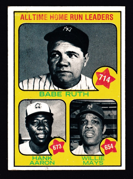 1973 Topps #001 All Time Home Run Leaders Ruth Aaron Mays EX-