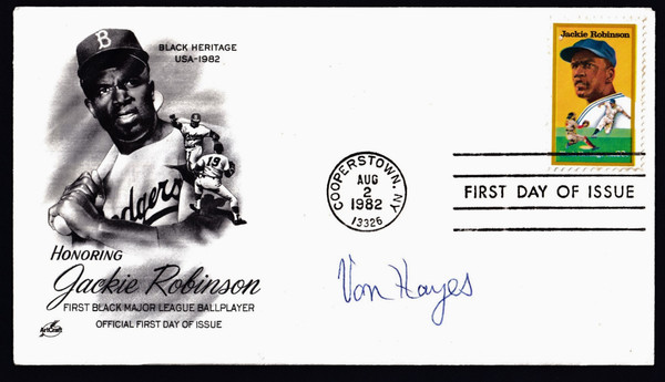 Von Hayes Signed 6.5" X 3.75" First Day Cover