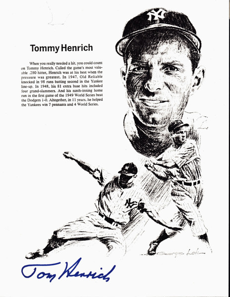 Tom Henrich Signed 8.5" X 11  Print
