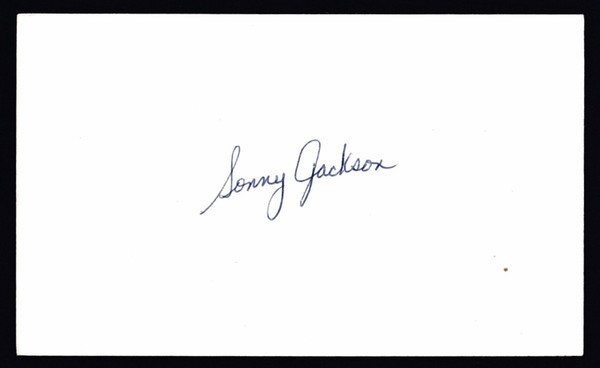 Sonny Jackson Signed 3" X 5" Index Card