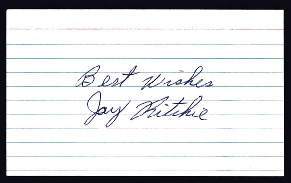 Jay Ritchie Signed 3" X 5" Index Card