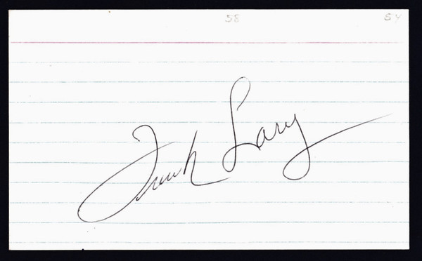 Frank Lary Signed 3" X 5" Index Card