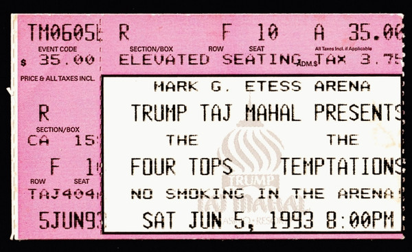 1993 June 5th Four Tops And Temptations Concert Ticket Stub