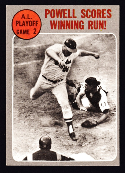 1970 Topps #200 AL Playoff Game 2 Powell Scores Winning Run! EX